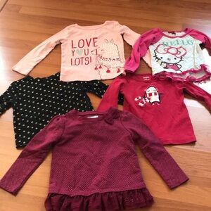 5 Kids Long Sleeve Shirt Set - Pink, Red, Black